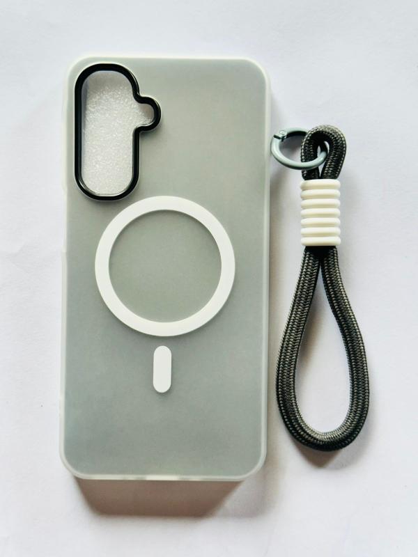 ESTUCHES MAGSAFE CARGA INALÁMBRICA SAMSUNG A17 CON CINTILLO GRIS