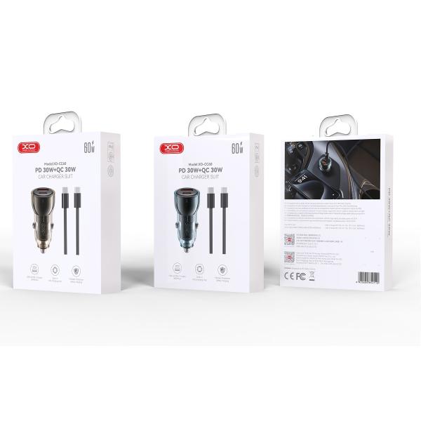 CARGADOR DE CIGARRERA XO CC60 CARGA RAPIDA ENTRADA USB / TIPO C