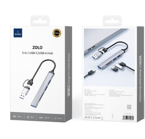 ZOLO 5 IN 1 USBC/ USB A HUB WiWU GRAY