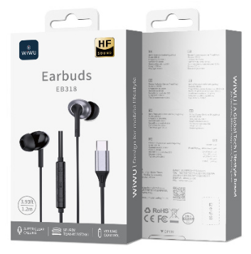 AUDIFONO TIPO-C STEREO WIRED EARBUDS WiWU BLACK