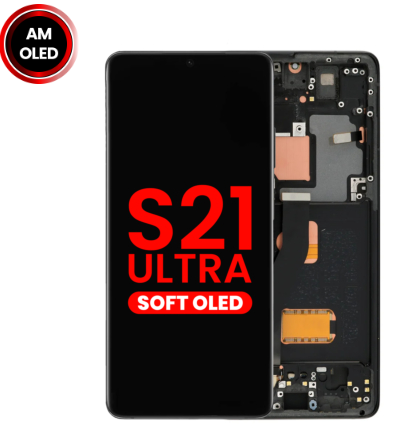 LCD PANTALLA SAMSUNG CON MARCO PARA GALAXY S21 ULTRA 5G (G998) (OLED DE REPUESTO) NEGRO