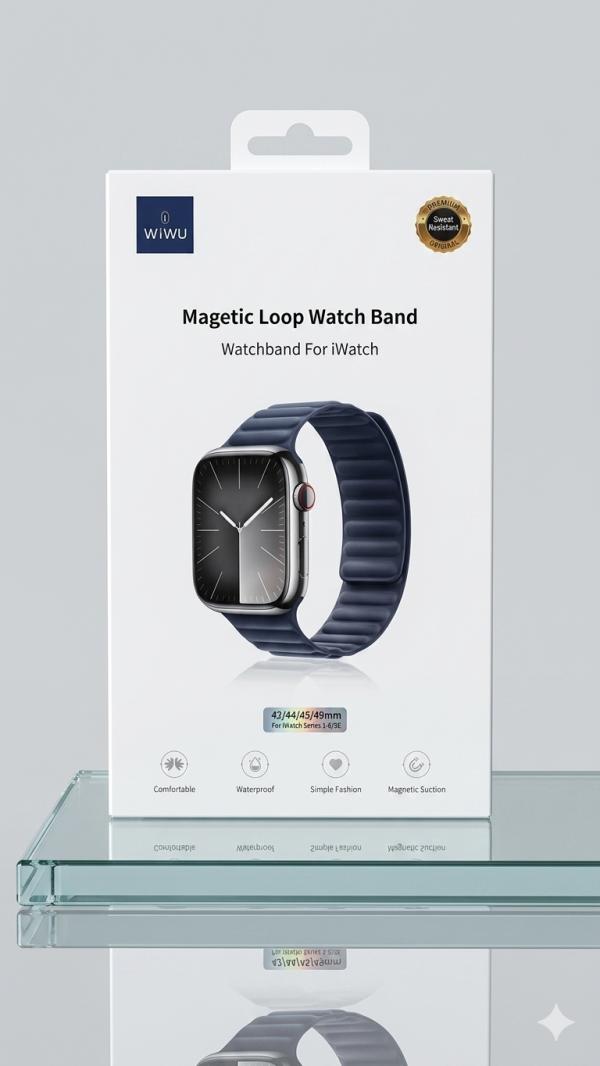 BANDA PARA RELOJ INTELIGENTE MAGNETICA WIWU  COMPATIBLE APPLE WATCH( 42/44/45/49MM) AZUL