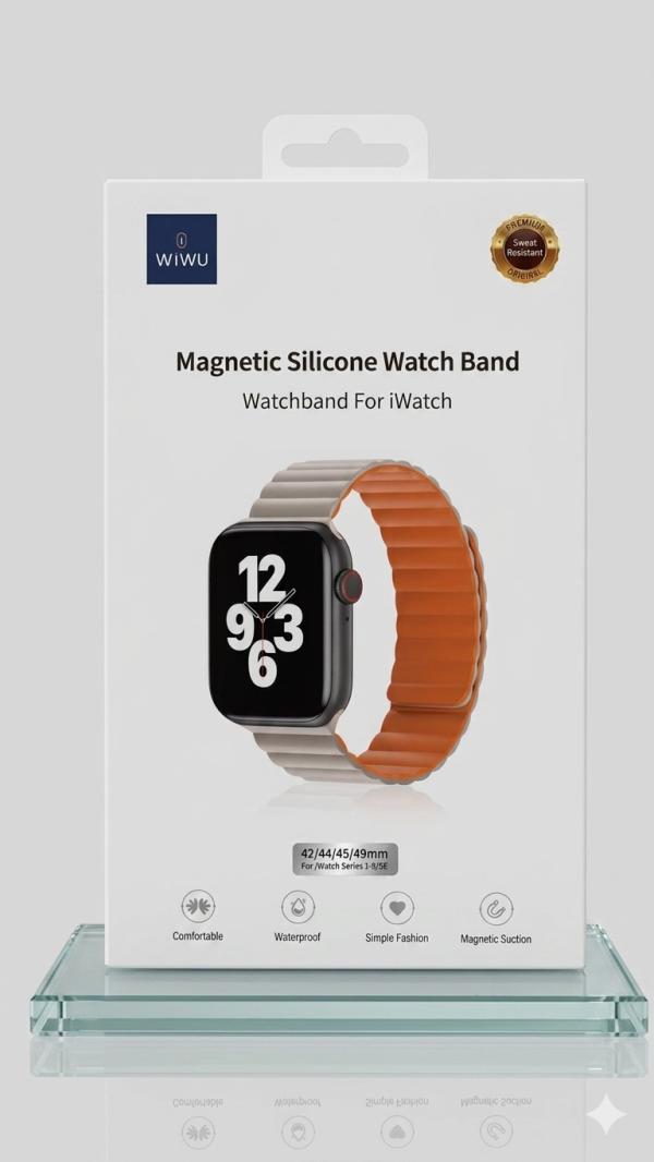 BANDA PARA RELOJ DE INTELIGENTE DE SILICON MAGNETICA WIWU  COMPATIBLE APPLE WATCH( 42/44/45/49MM) BEIS