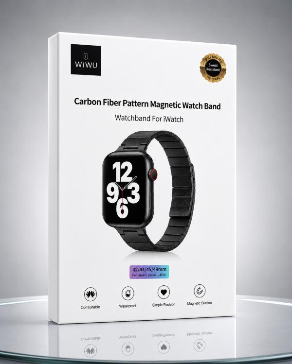 BANDA PARA RELOJ INTELIGENTE MAGNETICA WIWU FIBRA DE CARBONO  COMPATIBLE APPLE WATCH( 42/44/45/49MM) VERDE MILITAR