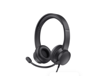 AUDIFONOS TRUST HEADSET SUPRAAURALES USB PC ALMOHADILLAS Y DIADEMA AJUSTABLE NEGRO