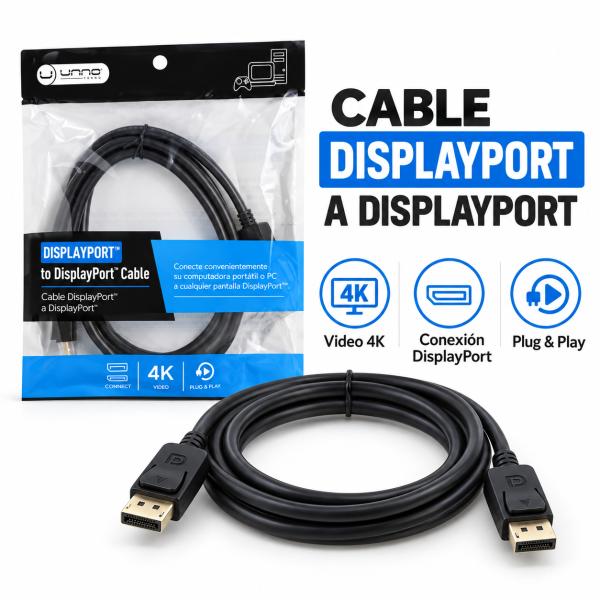 CABLE DISPLAYPORT A DISPLAYPORT UNNO TEKNO 1.8 M